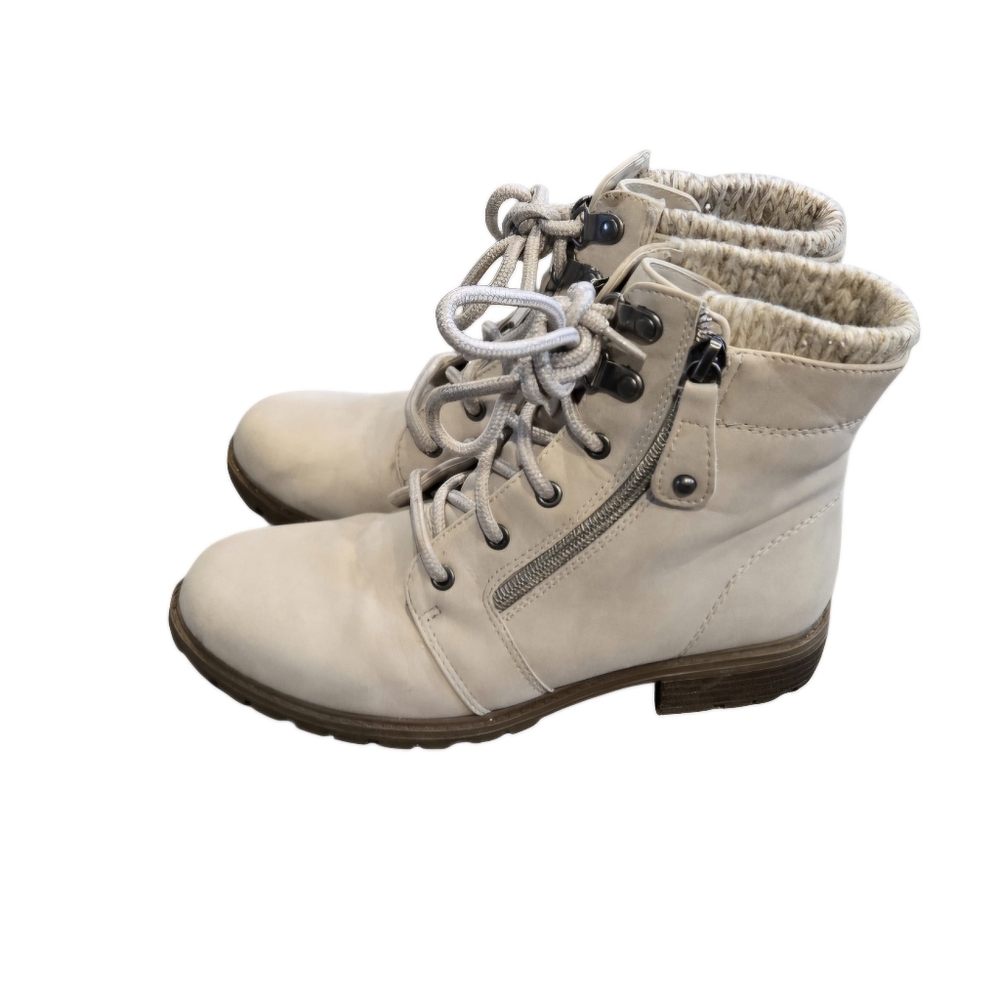 Cream Ankle Boots - Picture 5 of 6